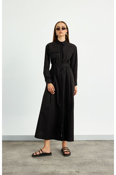 Birgül Bektaş Μαύρο φόρεμα Poplin Trench