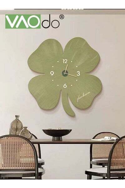 VAODO 4 Leaf Clover Wall Clock Silent Non Ticking Clock Creative Clock Battery Powered Decorative Home