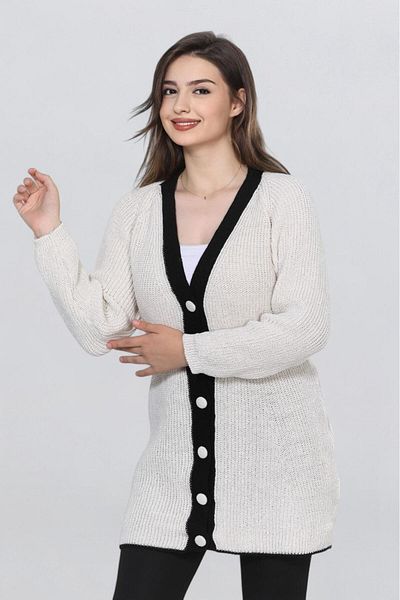 Fox Life Kids Women's Button Detailed Long Cardigan Tunic Hijab Cardigan Flt1024
