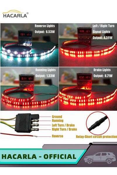 MOTIM Truck Tailgate Light Bar 60 Inch LED Strip with Red Running Brake White Reverse Red Turning Lights