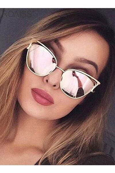 ROAISS Women's Polarized Cat Eye Sunglasses UV400 Protection Sun Glasses with Gold Metal Frame