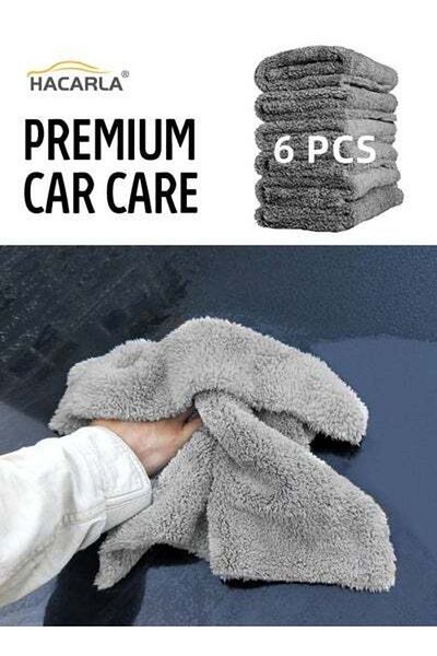 MOTIM 6 Pieces Car Microfiber Wash Drying Towel, Water Absorbent Cleaning Cloth, 500 gsm 16*16 Inches