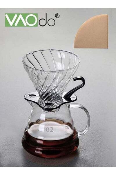 VAODO 42PCS Drip Coffee Maker with Glass Coffee Dripper and 40PCS Coffee Filter Flip-Up Home