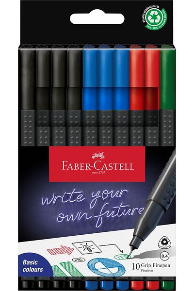 Mena Rise Newstoreshop Finepen Fine Felt Tip Pen Set, 10 Pcs, Office and Daily Use, 0.4