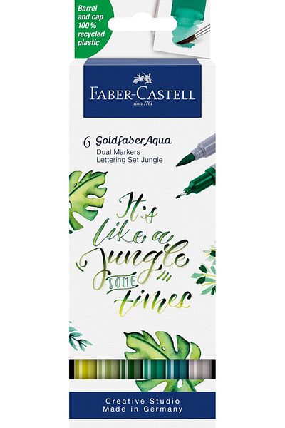 Mena Rise Diyar-Ifırsatshop Goldfaber Aqua Double Tip Marker, Calligraphy, 6 Pack Jungle 1017157