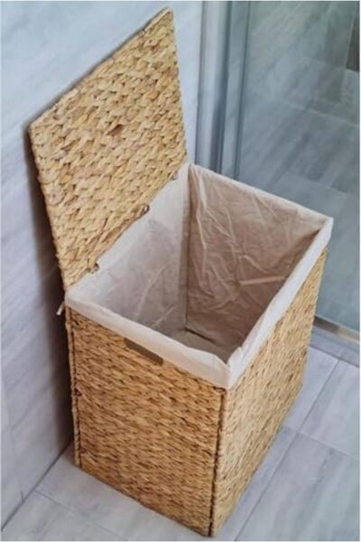 AC BOX Made Natural Wicker Foldable Dirty Laundry Basket, Modern Laundry Basket, Folding Y