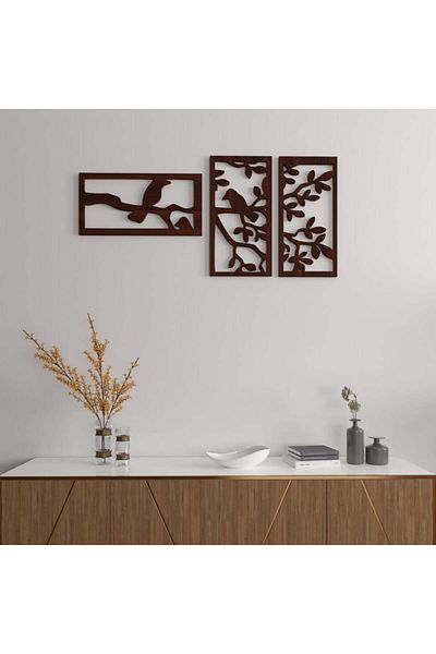 4gdran Wooden decorative sculpture with a bird tree design