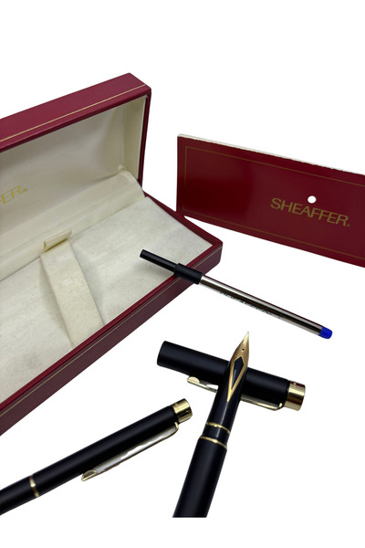 Sheaffer dolma kalem - tükenmez set sarı klips altın uç