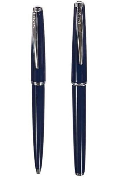 Mena Rise Şirinshop Vintage 33 Fountain Pen & Ballpoint Pen Set, Press Mechanism, Navy Blue 1108