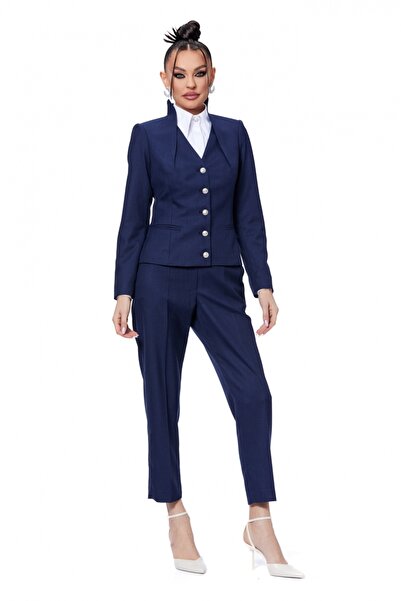 Atmosphere Fashion Pantaloni creion bleumarin