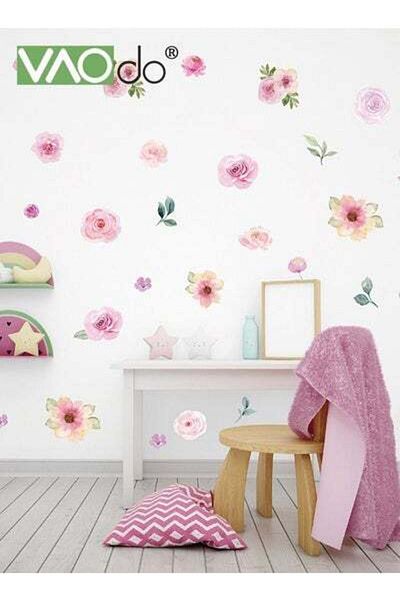 VAODO Purple Flower Wallpaper Waterproof PVC Material Home Decoration Wall Sticker Bedroom Living Room
