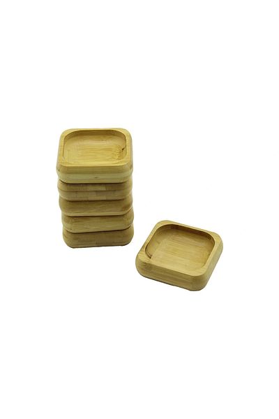 shopwave 6 Pcs 9X9Cm Square Wooden Bamboo Plate - Delight Bowl Depth: 1.8cm (5047)