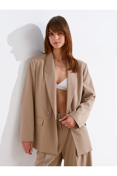 Dilvin 60767 Blazer Jacket-Beige