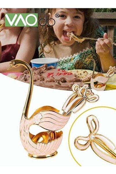 VAODO مجموعة ملاعق حلوى من الفولاذ المقاوم للصدأ مكونة من 7 قطع وذيل ذهبي ومل...