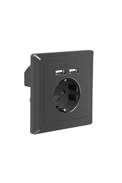 Lanberg Schuko wall socket 100V - 240V 16A, Lanberg 41442, with 2 USB ports 5V 2.1A, 86 x 86 x 45 mm