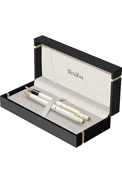 Mena Rise Şirinshop Noble 35 Fountain Pen Ballpoint Pen Set Pearl White 1108107