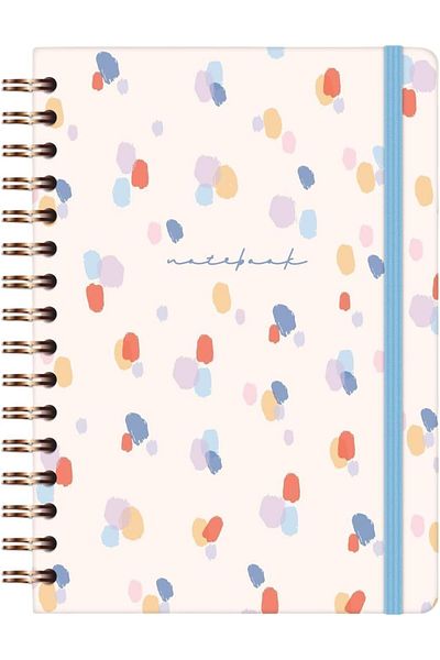 Mena Rise Şirinshop A5 Spiral Hard Cover Elasticated Lined Undated Notepad White Drops 1108107