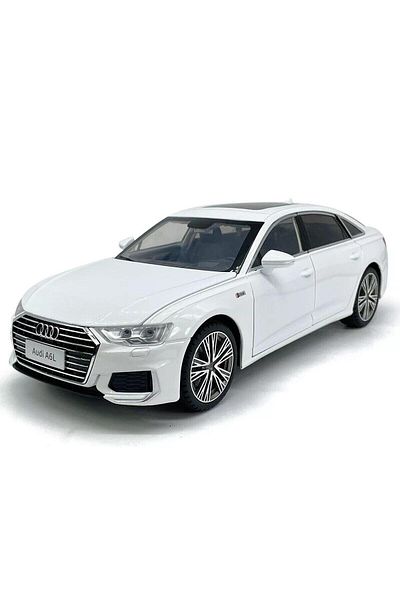 BaoBao Audi A6L 1:18 model car, white, detailed metal model, movable doors and hood