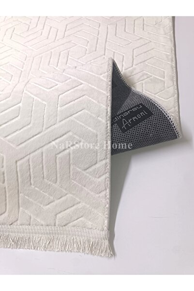 NaRStore Home Armoni Saçaklı Kaymaz Tabanlı Kesme Kabartmalı Salon Koridor Mu...