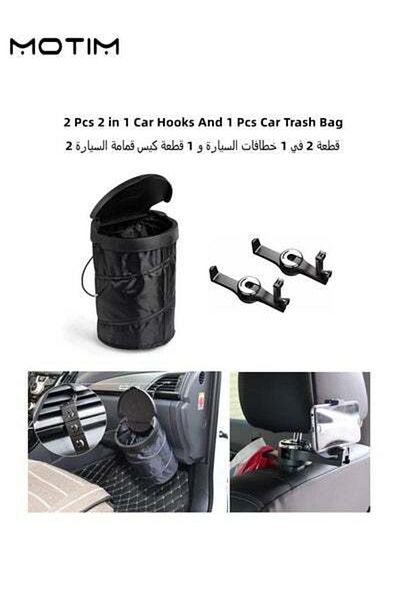 MOTIM Car Hooks for Bags with Headrest Phone Holder 360°Rotatable Car Trash Bag