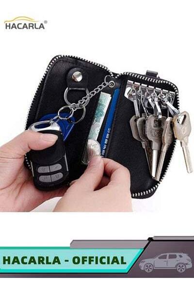 MOTIM PU Leather Car Key Case Smart Key Holder Protection key Chain Bag Anti Lost D Ring Key Chain