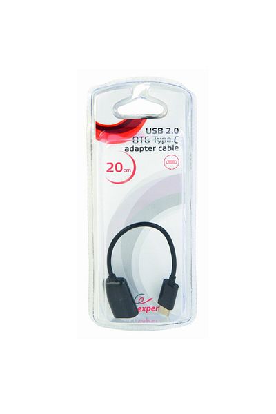 OEM OTG adapter cable USB 2.0 female to USB type C male, Cablexpert 10011, length 20 cm, in blister, black