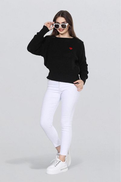 Fox Life Kids Women's Heart Embroidered Knitted Sweater Flt1022