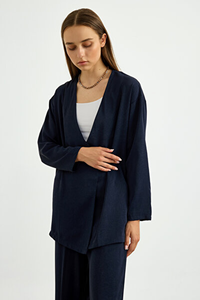 Birgül Bektaş Navy Blue Kimono Set