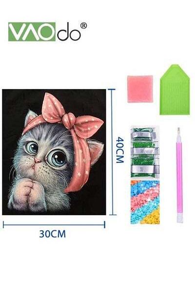 VAODO 2PCS 5D DIY Diamond Painting Set Different Shape Diamond Painting Dot Diamond Painting Cat