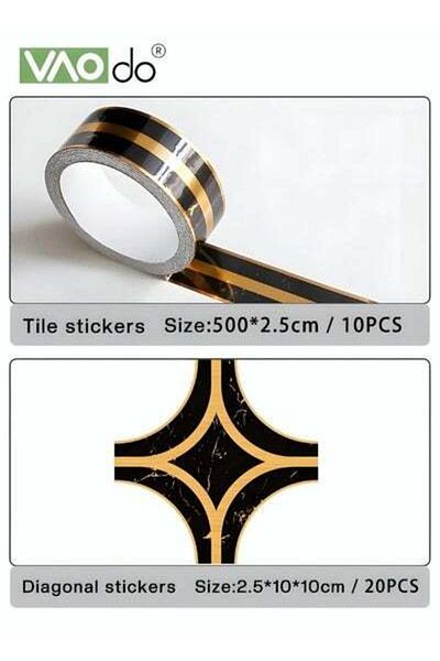 VAODO 30PCS Waterproof Tile Seam Stickers 10*5m Tape+20pcs Diagonal Stickers Home Decoration Stickers