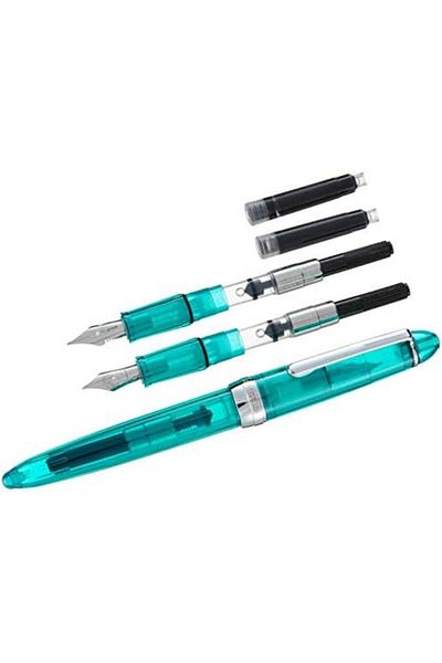 Mena Rise Tuonshop Monza Series Mv36720 Dk 3-Prong Blue Transparent Calligraphy Fountain Pen Set 1122991