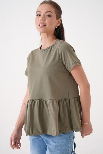 MAMAYAGA Fusta de damă cu jumătate de mânecă cu decolteu, pliată, sport, elegantă, tricotată, bluză de vară