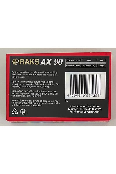 Raks Ax 90 Blank Cassette (Zero Blank Cassette in Gelatin)