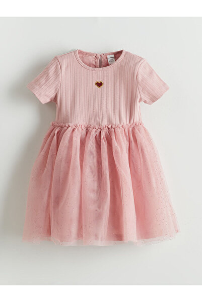 LC Waikiki Vizyon New Season Embroidered Combed Cotton Tulle Girls' Dress