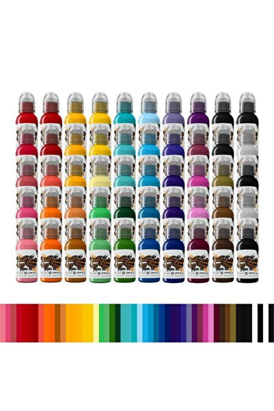 world famous Ink 50 Color 50'li Dövme Boyası Seti 1oz - 30ml