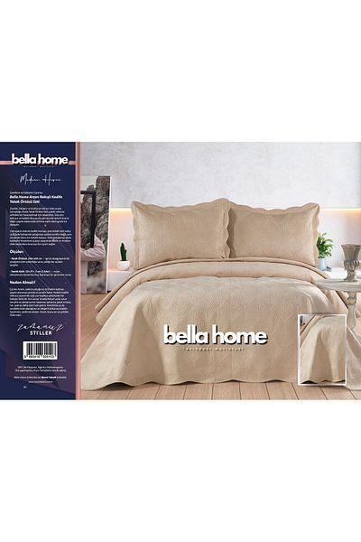 Bella Home Arzen Embroidered Velvet Double Bedspread Set - 250X260 cm