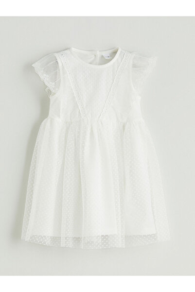 LC Waikiki Rochie din dantelă pentru fete cu guler rotund de sezon nou - S5PP...