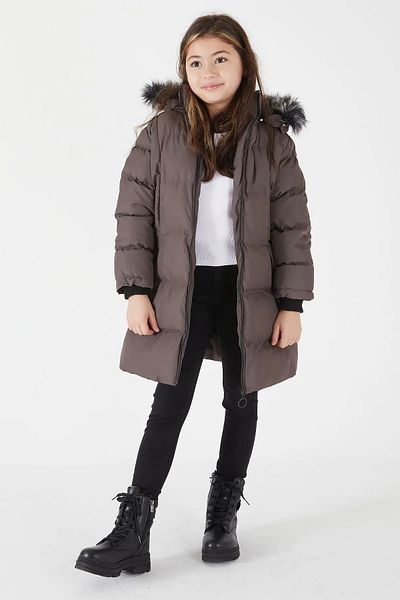 YARENKİDS Girl's Inflatable Coat Furry Black Detachable Hood Zippered