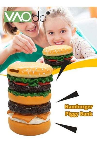 VAODO Simulation Hamburger Piggy Bank Extra Large Retro Ornaments Creative Good Gift