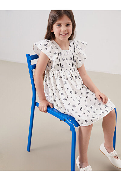 LC Waikiki LCW dečija haljina od lana sa četvrtastim ovratnikom za devojčice