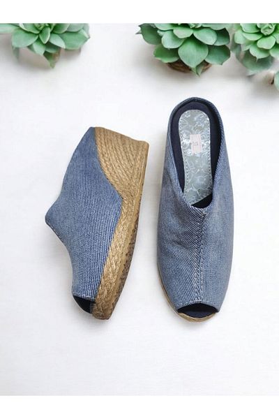 GokceKundura06 Women's Daily Dark Beige Open Toe Straw Linen Slippers