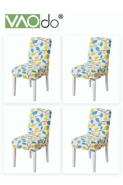 VAODO غطاء كرسي مرن مكون من 4 قطع بتصميم شامل وعالمي وطباعة دقيقة لا يتراكم ب...