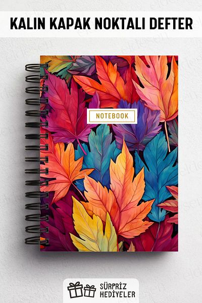 Eldesen Tasarım Spiral Thick Cover Dotted Notebook, A5 Size 80 Sheets 160 Pages, Dotted Notebook