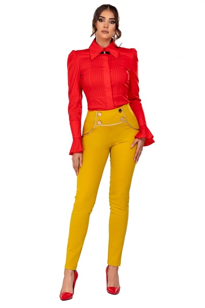 Atmosphere Fashion Olive pants with pleats and gold buttons