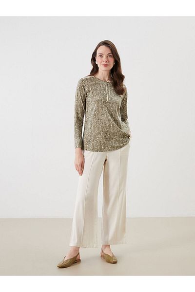 LC Waikiki New Season Crew Neck Μπλούζα με μοτίβο δαντέλας - S5PV23Z8