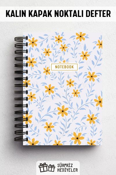 Eldesen Tasarım Spiral Thick Cover Dotted Notebook, A5 Size 80 Sheets 160 Pages, Dotted Notebook
