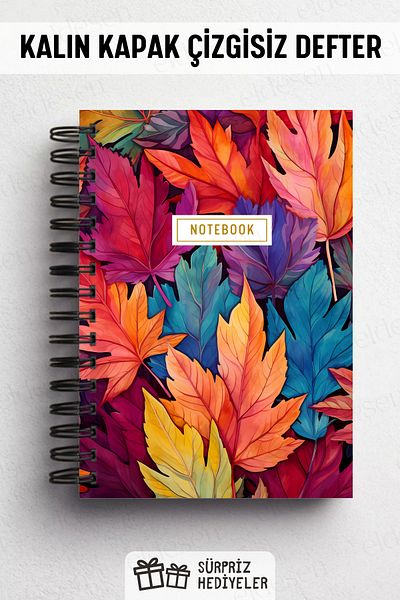 Eldesen Tasarım Spiral Thick Cover Unlined Notebook, A5 Size 80 Sheets 160 Pages, Unlined Notebook