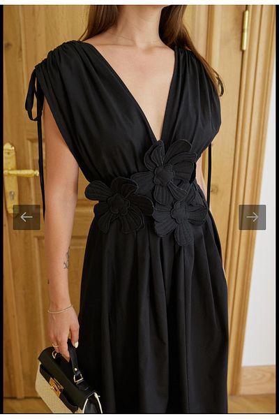 Bak'ap Premium Trend Design Μακρύ φόρεμα με λουλούδια με λεπτομέρειες με μανίκια