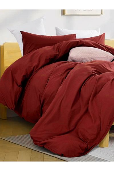 CAQQA 63 Thread Double Claret Red Duvet Cover Set
