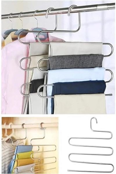 Mena Rise Diyar-Ifırsatshop Home 5 Tier Metal Trouser Hanger, 2 Pieces Skirt, Towel, Shawl Hanger, Wardrobe Interior